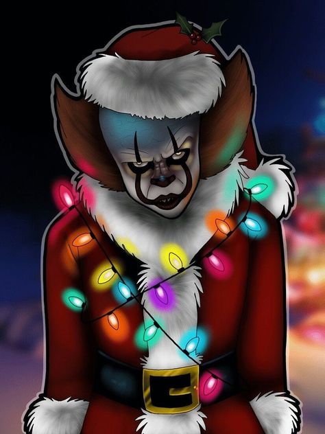 This is not a Christmas movie, "It" is HORROR!!!!!!!!!! 💀 Pennywise Christmas, Pennywise Drawing, Es Pennywise, Iphone Wallpaper Kate Spade, Horror Christmas, Loser Club, Watercolor Wallpaper Iphone, Scary Christmas, Christmas Horror