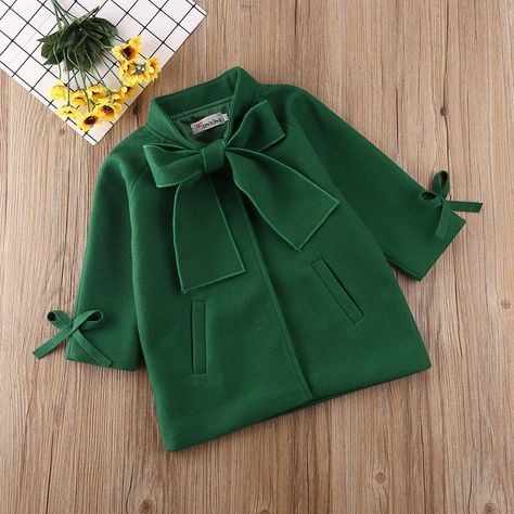 Elegance Style, Christmas Gift Idea, Green Coat, Kids Coats, Spring Jackets, Woolen Coat, Street Style Chic, Girl Coat