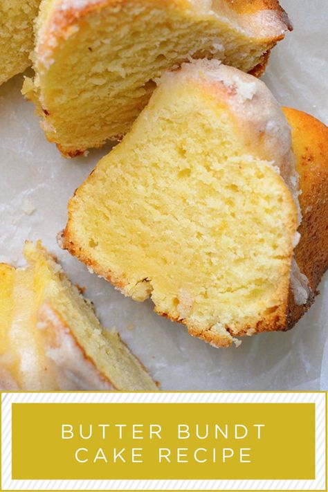 This cake has a classic buttery flavor that is perfect for highlighting your favorite frosting. In this case, browned butter glaze. The combo of this butter cake and browned butter glaze tastes a bit like shortbread cookies but with a beautiful tender texture similar to a pound cake. Follow me for all your yummy cake needs. Yellow Bundt Cake Recipes, Italian Butter Cake, Butter Cream Cake Recipe, Yellow Butter Cake Mix Recipes, Butter Bundt Cake Recipes, Golden Butter Cake Mix Recipes, Danish Butter Cake, Butter Cake Mix Recipes, Duncan Hines Butter Golden Cake Recipes