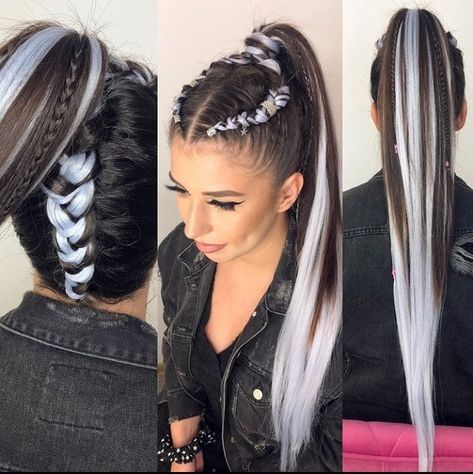 High Pony Braid With Extensions, Dancer Hairstyles, Fake Hair Braids, Hair Stail, Hair Extensions For Short Hair, Rave Hair, Hair Bun Maker, Barbie Hair, Dance Hairstyles