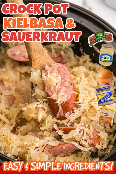 Kielbasa And Sauerkraut Crockpot, Crock Pot Kielbasa, Kielbasa And Sauerkraut, Sausage Crockpot Recipes, Sausage Slow Cooker, Slow Cooker Kielbasa, Sausage Crockpot, Sausage Recipes For Dinner, Sauerkraut Soup