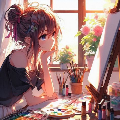 Recipe Painting, Human Face Drawing, Anime Picture Hd, Anime Girlies, Girl Painting, Anime Drawing Books, Blue Aesthetic Pastel, Artist Aesthetic, Painting Of Girl