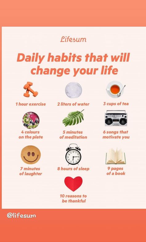 Daily Habits That Will Change Your Life 8 Hours Of Sleep, Changing Habits, Thirty One Gifts, Work Organization, Daily Habits, Life Balance, Motivate Yourself, Change Your Life, Health And Nutrition