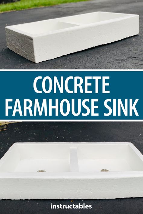 Concrete Sink Kitchen, Concrete Farmhouse Sink, Concrete Kitchen Sink, Concrete Farmhouse, Cement Sink, Sink Diy, Kitchen Sink Diy, Christmas House Lights, Barn Parties