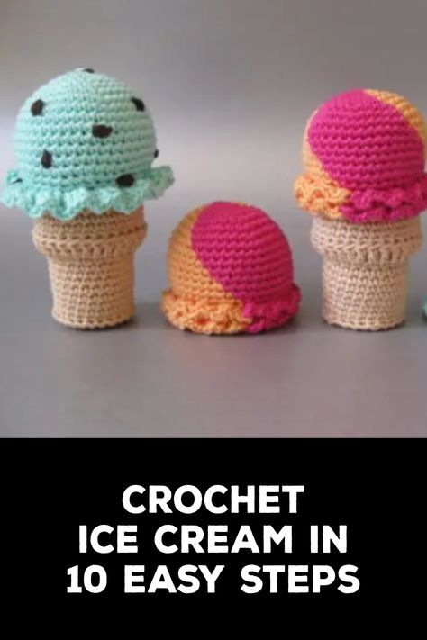 How to Crochet Ice Cream Crochet Ice Cream Cone Pattern Free, Crochet Bakery, Kindness Crochet, Crochet Ice Cream Cone, Crocheted Food, Crochet Ice Cream, 2024 Crochet, Ice Cream Waffle Cone, Stuffed Crochet