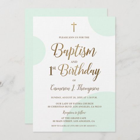 Green Gold Baby Boy Baptism 1st Birthday Invitation Happy 1st Birthday, Baby Boy Baptism, Baby Boy First Birthday, 1st Birthday Invitation, Boy Baptism, Happy 1st Birthdays, Baptism Invitations, 1st Birthday Invitations, Boy First Birthday