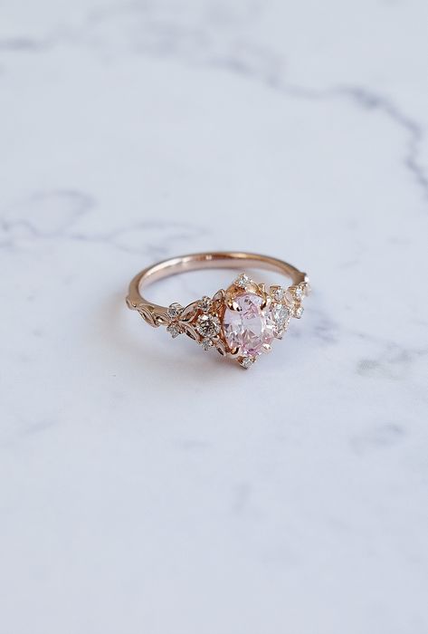 Engagement Rings For Virgos, Moonstone Engagement Ring Gold, Engagement Rings Fairytale, Floral Wedding Rings, Whimsical Engagement Ring, Fairytale Engagement Rings, Wedding Rings Gold, Cute Promise Rings, Pretty Engagement Rings