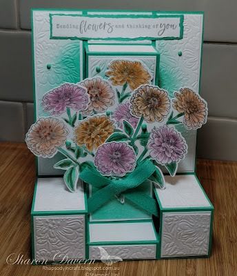 Sending Flowers Fancy Fold Friendship Card Fancy Folds Cards Tutorials, Dual Pop Up Card, Stampin Up Fancy Fold Cards, Iced Images, Trifold Shutter Cards, Cascading Cards, Cascading Card, Box Cards Tutorial, Sending Flowers