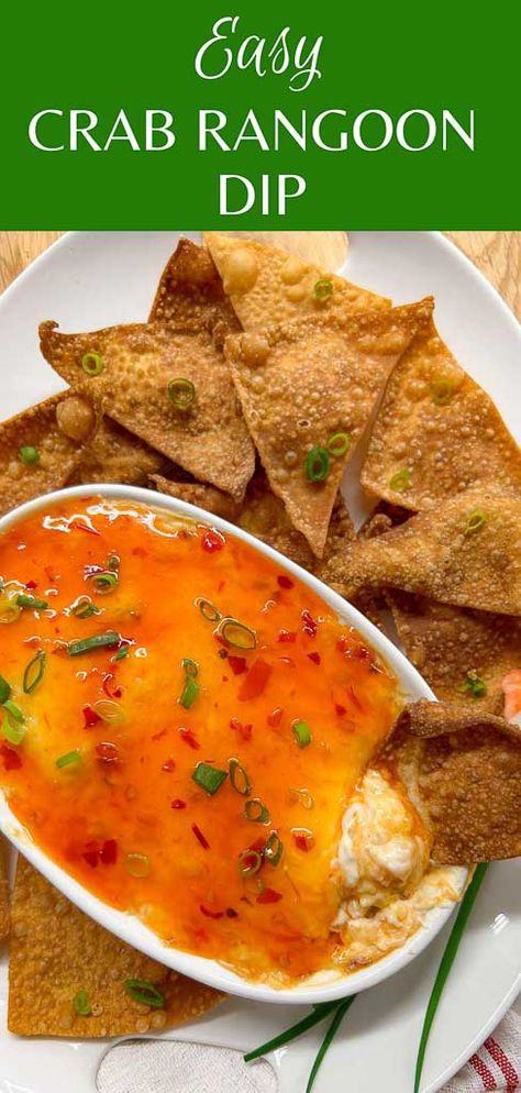 Crab Rangoon Dip (With Wonton Chips) Best Crab Rangoon Dip, Dairy Free Crab Rangoon Dip, Crab Wonton Dip, Crab Rangoon Dip With Wonton Chips, Cowfish Crab Rangoon Dip Recipe, Crab Rangoon Without Crab, Crab Wonton Cups, Crap Rangoon Dip, Crab Ragoons Recipe Dip Crock Pot