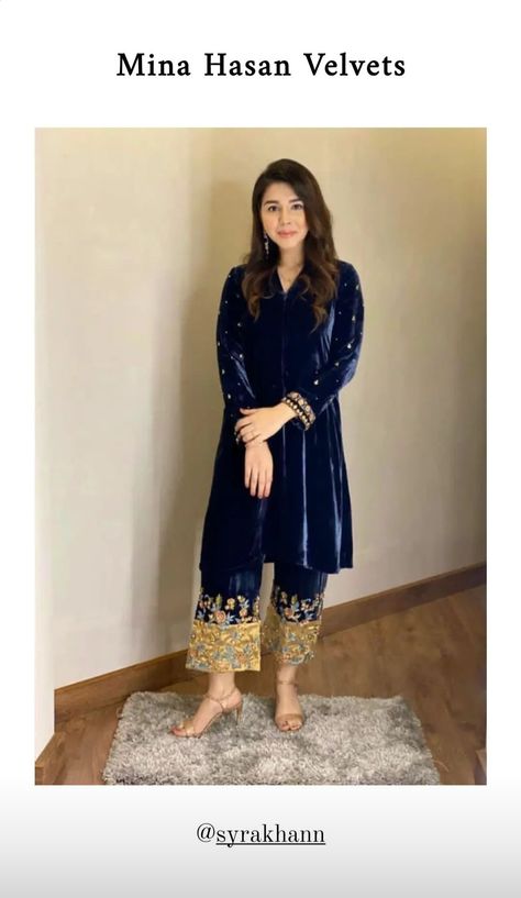 Plain Velvet Suit Design, Blue Velvet Shirt, Velvet Kurti, Velvet Suit Design, Kate Middleton Style Outfits, Velvet Kurta, Afghani Dress, Sabyasachi Mukherjee, Velvet Design