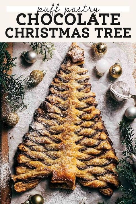 Chocolate Sunbutter, Puff Pastry Christmas Tree, Chocolate Puff Pastry, Pastry Christmas Tree, Puff Pastry Chocolate, Puff Pastry Christmas, Pastry Christmas, Butternut Bakery, Finger Food Desserts