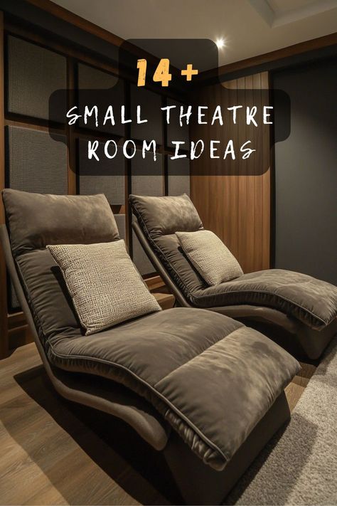 Make the most of your small space with these 14 theatre room ideas! From smart storage to compact seating, these tips are perfect for any home. Click now! 🎥🎬✨ #SmallSpaces #TheatreRoomInspo #HomeTheatreIdeas #MovieRoomDesign #CozyDecor #InteriorStyling #MovieNightGoals Awkward Bonus Room Layout, Home Theater Room Seating, Small Game Room Seating Ideas, Unique Extra Room Ideas, Movie Room Artwork, Simple Movie Room Ideas, In House Theater, Tiny Theater Room Ideas, Movie Room Guest Room Combo