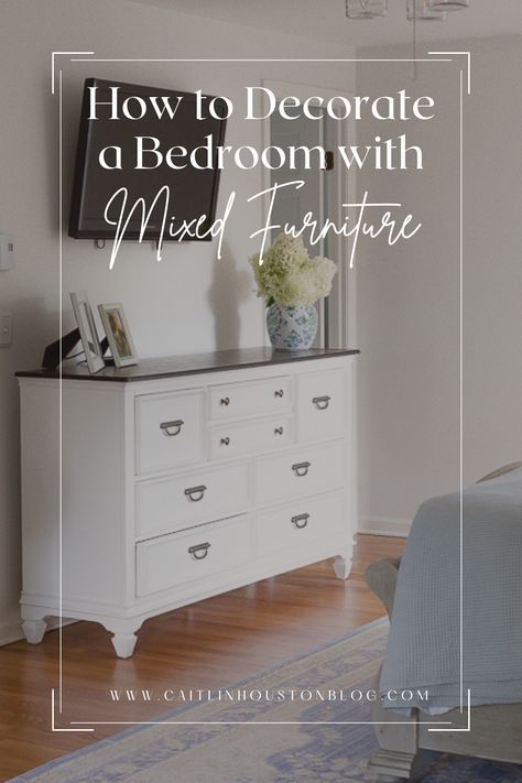 Where To Put Dresser In Bedroom, Styling White Bedroom Furniture, Painted White Bedroom Furniture, Mixing Light And Dark Wood Furniture Master Bedrooms, Brown And White Furniture Bedroom, How To Choose Bedroom Furniture, Unmatched Bedroom Furniture, White Bedroom Furniture Decor Ideas, Bedrooms With White Furniture