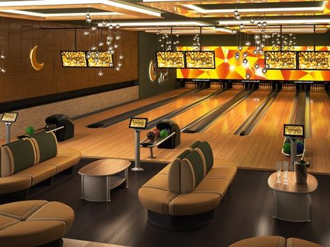 Bowling tonos Indoor Bowling Alley, Home Bowling Alley, Bowling Center, Home Game Room, Casa Vintage, Bowling Alley, Mansion Interior, Restaurant Interior Design, Dream House Interior