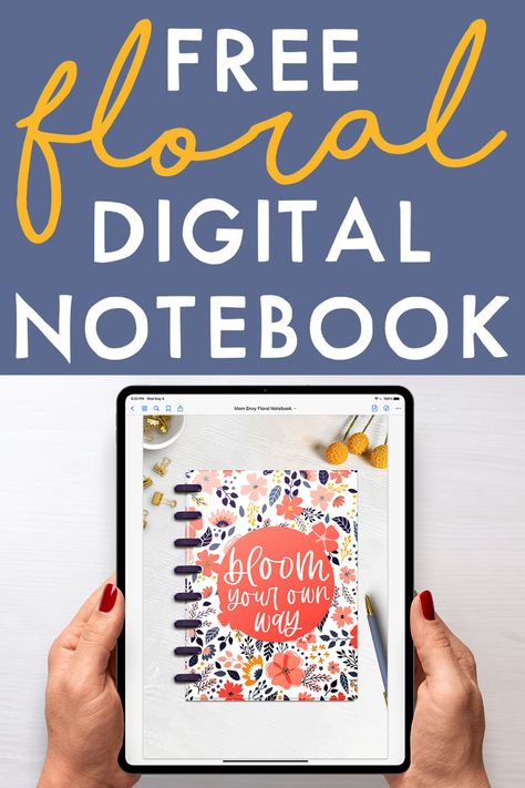 Get this free digital notebook to use in an iPad, Android tablet, phone, and using any digital planning app like Goodnotes, Notability, ZoomNotes, Zinnia, etc. The design is a pretty floral design. It includes 12 sections with interactive, hyperlinked tabs. In addition, it includes 9 different page templates. Use it as a digital journal, notebook, scrapbook, planner, and more. Digital Journal Template Free, Jw Planner, Goodnotes Ideas, Digital Journal Aesthetic, Free Digital Notebook, Digital Journal Pages, Learning Log, Notebook Scrapbook, Digital Interactive Notebook