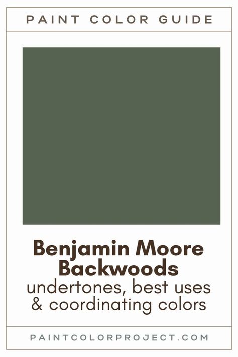 Looking for the perfect dark green paint color for your home? Let’s talk about Benjamin Moore Backwoods and if it might be right for your home! Best Dark Green Benjamin Moore, Forest Green Paint Color Behr, Mallard Green Benjamin Moore, Cabin Green Paint, Bm Dark Green Paint Colors, Dark Green House Colors Exterior, Backwoods Color Palette, Bm Boreal Forest, Magnolia Dark Green Paint Colors