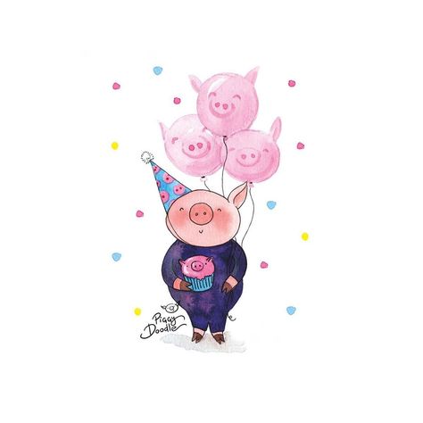 PiggyDoodle on Instagram: “Psst... hey you! Is your Birthday today? 🐷 Just wanted to know, if there anyone here who is having a Birthday today? If so,…” Happy Birthday Pig, Teacup Pigs, Pig Illustration, Goofy Drawing, Birthday Illustration, Pig Art, Little Library, Happy Paintings, Cute Pigs