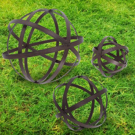 Garden Spheres, Metal Sculptures Garden, Garden Balls, Decorative Spheres, Lawn Ornaments, Solar Powered Lights, Simple Aesthetic, Sphere Ball, Outdoor Statues