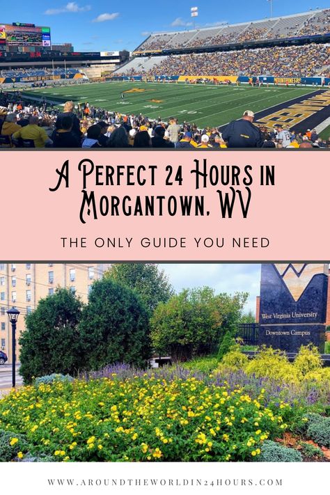 So you're looking for the best things to do in Morgantown, West Virginia? Join me for a day of fine art, delicious food, and great football! #morgantown #westvirginia West Virginia Travel, Morgantown West Virginia, Virginia Travel, Williamsburg Virginia, West Virginia University, Travel Bucket List Usa, College Town, University Of Virginia, Usa Travel Destinations