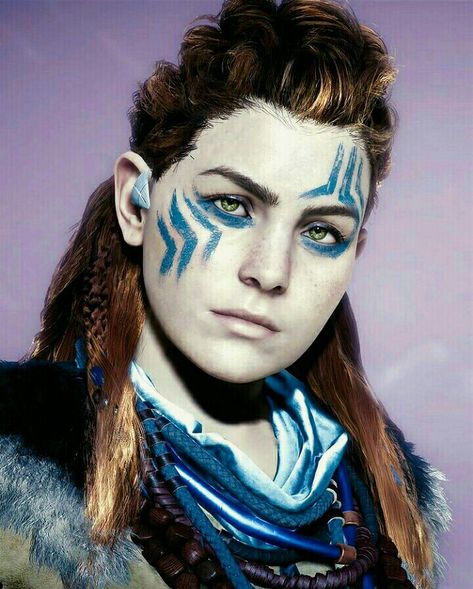 Warrior Face Paint, Viking Face Paint, Aloy Cosplay, Warrior Makeup, Boho Makeup, Dystopian Fiction, Forbidden West, Horizon Zero Dawn, Fantasy Costumes