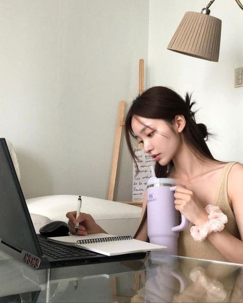 A Coffee, A Woman, Laptop, Computer, Coffee