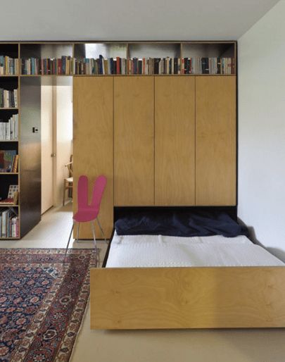 the best beds for tiny studios Studio Bed, Hidden Bed, Four Rooms, Australian Interior Design, Interior Design Awards, Tiny Spaces, Tiny Apartment, Wardrobe Design, One Bedroom Apartment