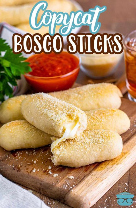 Bosco Sticks Recipe, Bosco Sticks, Fancy Snacks, Bread Items, Cheese Bread Sticks, Pizza Cupcakes, Cheesy Breadsticks, Delicious Sides, Mozzarella Cheese Sticks