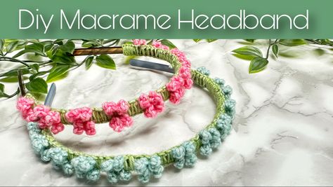 Floral macrame headband pattern Different Types Of Knots, Larks Head Knot, Easy Diy Macrame, Floral Macrame, Macrame Flowers, Flower Headband Diy, Macrame Headband, Macrame Inspiration, Headband Display