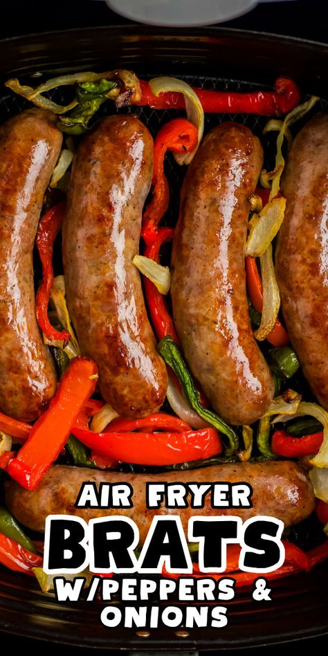 How to make brats in the air fryer if you love easy air fryer brats recipes Brats With Peppers And Onions, Air Fryer Italian Sausage, Air Fryer Brats, Air Fryer Sausage, Sausage And Vegetables, Frying Recipes, Upstate Ramblings, Brats Recipes, Cooks Air Fryer