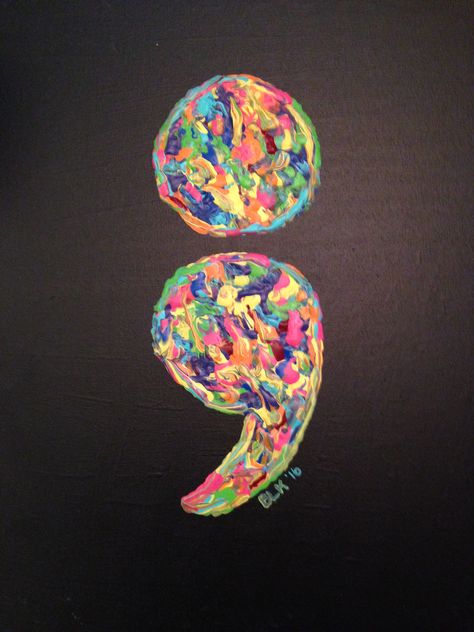 I used this project semicolon artwork to create a matching pair for my daughter and myself that are very similar with an old canvas that I had. Meaningful Paintings, Emotional Painting, Small Canvas Paintings, Simple Canvas Paintings, Cute Canvas Paintings, Easy Canvas Painting, Canvas Painting Diy, Small Canvas Art, Small Canvas