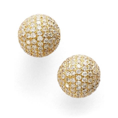 Bony Levy Large Diamond Pave Ball Stud Earrings ($3,995) ❤ liked on Polyvore featuring jewelry, earrings, yellow gold, stud earrings, handcrafted earrings, pave earrings, ball earrings and handcrafted jewelry Diamond Ball Earrings, Diamond Ball, Pave Diamond Jewelry, Pave Diamond Earrings, Pave Jewelry, Ball Stud Earrings, Bony Levy, Gold Jewelry Stores, Ball Earrings