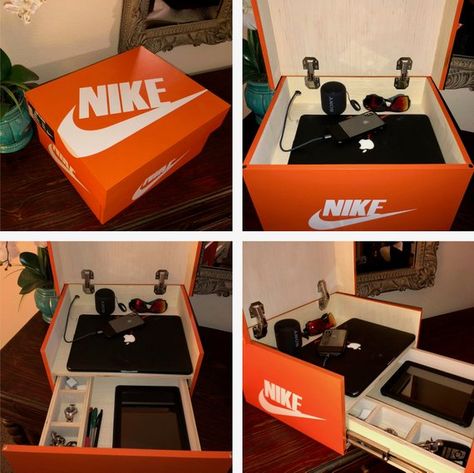 Nike Box 4 Jewelry Accessories Gadgets (Color Options Available!!) Nike Jewelry, Nike Shoe Box, Giant Shoe Box, Sneaker Storage Box, Shoe Box Design, Nike Box, Shoe Box Storage, Shoe Storage Box, Hypebeast Room