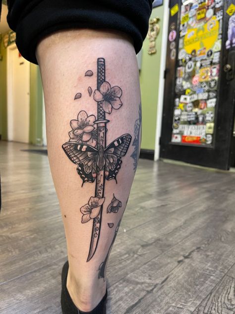 Butterfly And Swords Tattoo, Japanese Butterfly Tattoo, Outer Arm Tattoos For Women, Downtown Tattoo, Forearm Tattoo Quotes, Butterfly Back Tattoo, Dope Tattoos For Women, Best Tattoo Designs, Art Tattoos