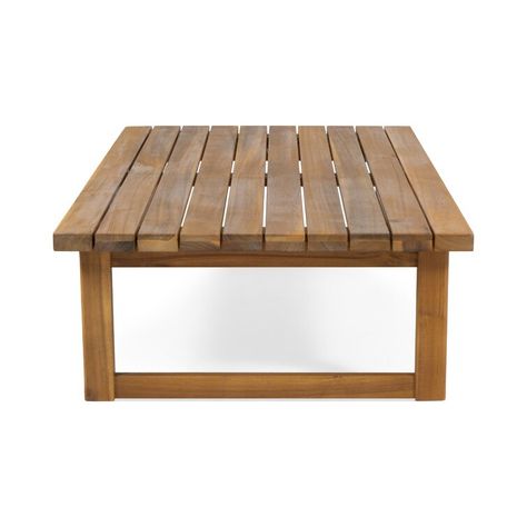 Bayou Breeze Triplett Solid Wood Coffee Table & Reviews | Wayfair Large Outdoor Coffee Table, Slat Paneling, Modern Farmhouse Table, Rustic Coffee Table, Outdoor Coffee Table, Patio Style, Brown Table, Rustic Coffee Tables, Solid Wood Coffee Table