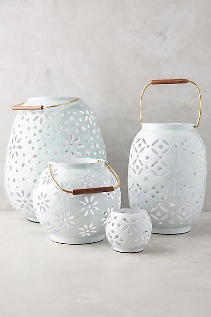 Anthropologie Fatima Lantern #AnthroFave | Candles | Candle Holder | Home Decor Ceramic Lantern, Pretty Candle, Anthropologie Home, Condo Ideas, Lantern Set, Brass Lantern, Ceramics Ideas Pottery, Ceramic Candle, Beach Condo