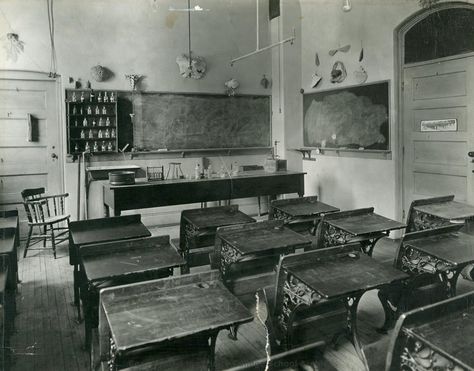 1940s Boarding School, 1900s School Teacher, Old Classroom Aesthetic, 1940s Classroom, 1800s School, Old School Classroom, 1900s School, School Aesthetic Classroom, Blackboard Classroom