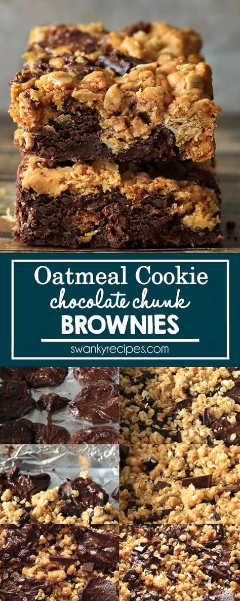 Oatmeal Brownie Cookies, Oatmeal Brownies Bars, Peanut Butter Oatmeal Brownies, Chocolate Oatmeal Brownies, Oatmeal Brownies Recipe, Brownies Oatmeal, Gf Bars, Brownie Oatmeal, Oatmeal Brownies