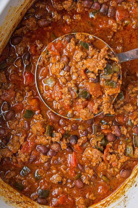 Searching for the ultimate chili recipe to add to your rotation? Look no further than our Slow Cooker Beef, Bean, and Chorizo Chili! With its rich flavors, tender beef, and zesty chorizo, this hearty dish is a guaranteed crowd-pleaser. Whether you're hosting a potluck, gathering with friends, or simply craving comfort food on a chilly night, this recipe is sure to hit the spot. Petro Chili Recipe, Chorizo Soup Slow Cooker, Chorizo Chili Crockpot, Chorizo Chilli Recipe, Beef Chorizo Chili, Beef Chorizo Recipes, Chorizo Chili Recipe, Ultimate Chili Recipe, Beans And Chorizo