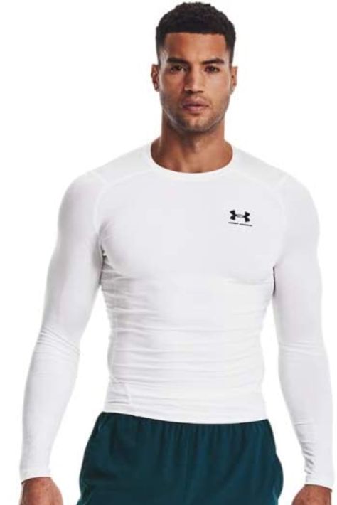 Long-sleeve white Under Armour compression shirt for men. Guaranteed to boost your confidence at the gym! White Compression Shirt, Under Armour Compression Shirt, Compression Shirt Men, Nike Long Sleeve, Shape Wear, Boost Your Confidence, Compression Shirt, Under Armour Men, Branded Shirts