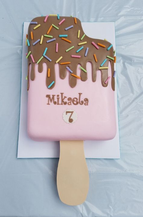 Ice Lolly Cake, Sheet Cake Ice Cream Theme, Popsicle Theme Cake, Ice Cream Shape Cake, Cake Ice Cream Cones, Ice Cream Cone Shaped Cake, Birthday Cake Ice Cream Theme, Ice Cream Theme Sheet Cake, Ice Cream Shaped Cake