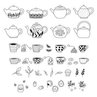 User12954166 | Freepik Tea Cup Doodle, Tea Pot Drawing, Tea Pot And Cup, Christmas Seamless Pattern, Cup Collection, Vector Christmas, Cute Penguins, Christmas Vectors, Tea Pot