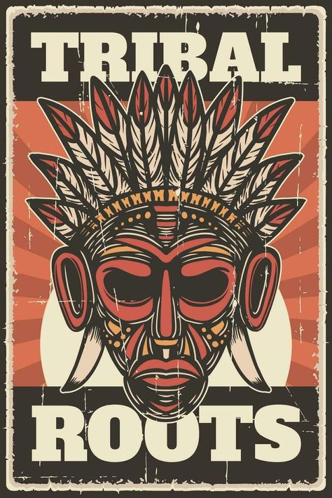 Retro vintage illustration vector graphic of Tribal Roots Tribe Mask fit for wood poster or signage Tribe Mask, Wood Poster, Graphic Elements, Illustration Vector, Vintage Illustration, Retro Vintage, Vector Free, Clip Art, Mask