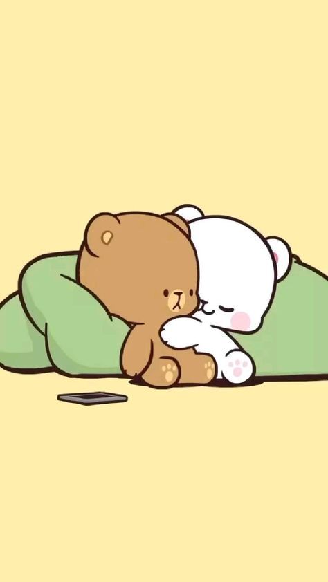 Mocha And Milk Bear, Calin Gif, Cute Cartoon Quotes, Milk N Mocha, Milk Y Mocha, Sleeping Gif, Milk Bear, Mocha And Milk, Mocha Milk