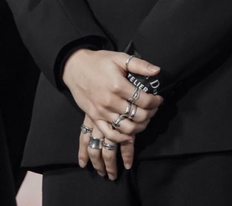 Jimin Rings, Jimin's Hands, Hand With Ring, Hands With Rings, Korean Beauty Standards, Jimin Funny Face, Mochi Jimin, Edgy Accessories, Hand Rings