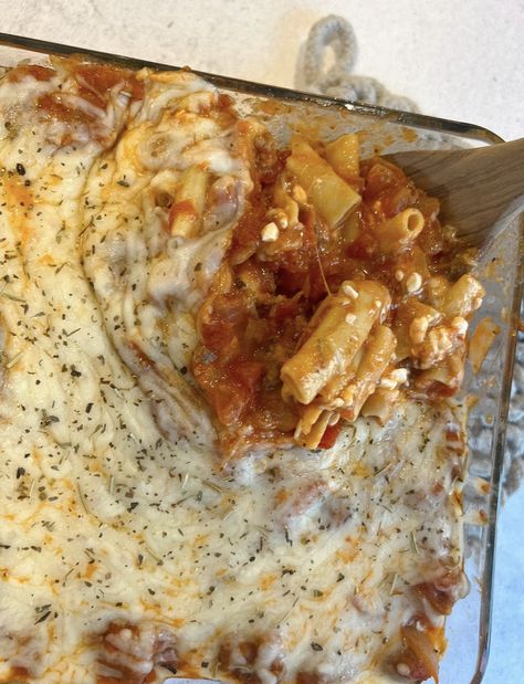 High Protein Baked Spaghetti, High Protein Baked Pasta, High Protein Baked Ziti, Cottage Cheese Baked Ziti, High Protein Pasta, Baked Ziti Recipe, Protein Baking, Protein Pasta, Baked Spaghetti