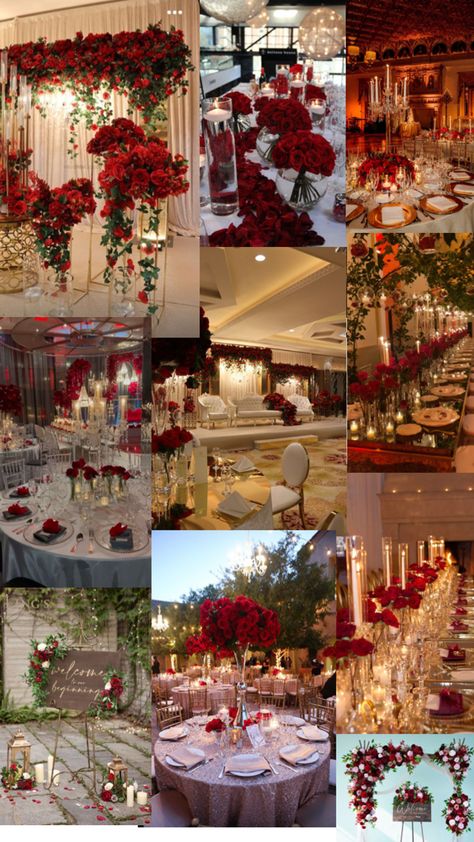 Red Rose Wedding Theme, Brown Wedding Themes, Rose Wedding Theme, Quince Decorations, Neutral Wedding Colors, Red Rose Wedding, Dream Wedding Decorations, Rose Centerpieces, Hollywood Wedding