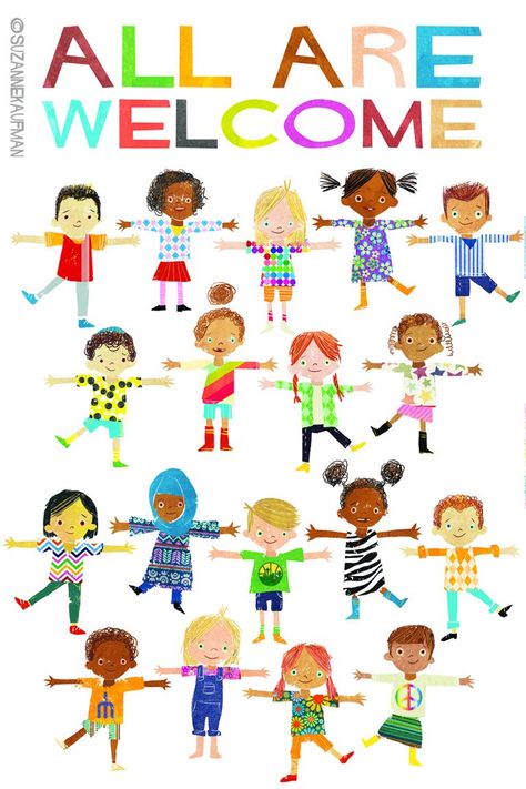 I would post this on my wall if I were working with children to convey acceptance and openness to all cultures. Diversity In The Classroom, Diversity Poster, Harmony Day, School Lesson Plans, Inclusive Education, Inclusion Classroom, All Are Welcome, Welcome Poster, Art Story