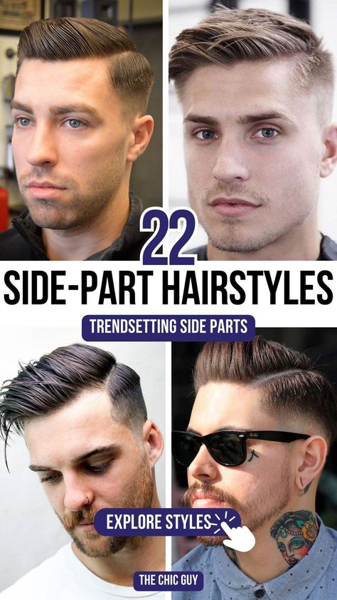 Side-Part Hairstyles: 22 Stylish Looks for Men Homelander Hairstyle, Classic Pompadour Men, Asian Side Part Hair Men, Men’s Side Part, Side Swept Undercut Men, Side Part Haircut Men, Gentlemans Cut, Side Parted Hairstyles, G Eazy Hair