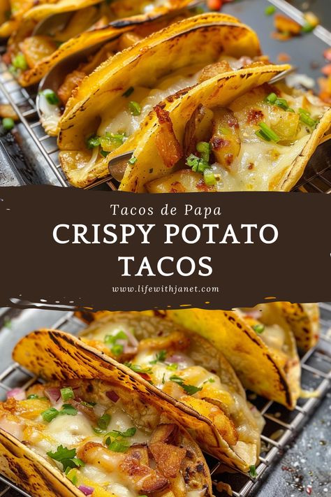 Crispy Potato Tacos, Potato Tacos, Vegetarian Tacos, Meatless Main Dishes, Macro Meals, Low Carb Diet Recipes, Homemade Tacos, Low Carb Dinner Recipes, Crispy Potatoes