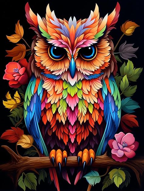 Eiflow 5D Diamond Painting Dotz Kits for Adults Full Drill,DIY Paint with Diamond Embroidery Art Craft Mosaic Making for Home Wall Decor,Colorful Owl(12x16 Inches) : Amazon.ca: Home Owl Mural, Colorful Owl Art, Diamond Craft, Gem Painting, Owl Background, Colorful Moths, Class Art Projects, Owl Photography, Colorful Owl